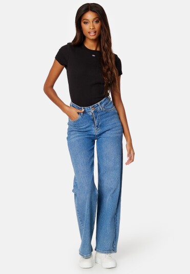 Tommy Jeans Tjw Slim Essential Rib Ss Black XS Tommy Jeans Tjw Slim Essential Rib Ss Black XS