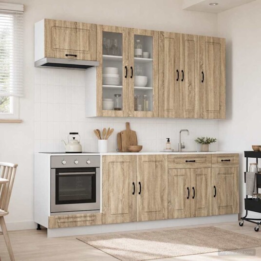vidaXL Kjøkken enhet KALMAR 8 pcs Sonoma eik Konstruert tre vidaXL Kjøkken enhet KALMAR 8 pcs Sonoma eik Konstruert tre