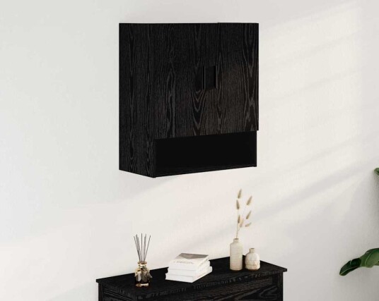 Veggskap i svart eik 60x31x70 cm laget av konstruert tre Veggskap i svart eik 60x31x70 cm laget av konstruert tre
