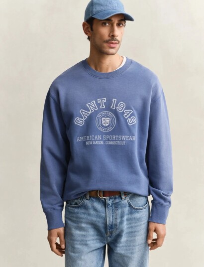 GANT Spray Graphic C Neck   Blue   XXL