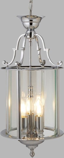 Searchlight Pendellampe i glass Bevelled Lantern dimbar Krom / sølv Stue / spisestue Metall Lykt