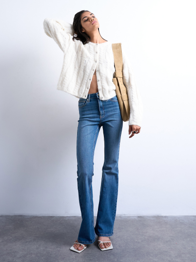 Topshop Jamie High Rise Flare Denim Jeans Denim 32/32