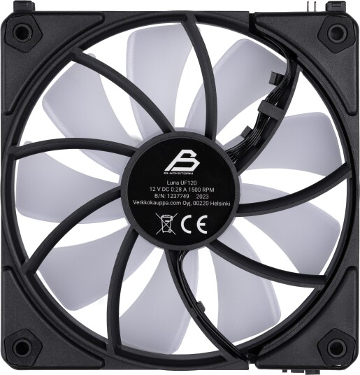 Blackstorm Luna Uf120 Argb Pwm Revers-Vifte Svart 120mm Blackstorm Luna Uf120 Argb Pwm Revers-Vifte Svart 120mm