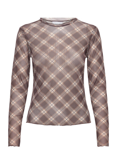 Vila Vininna New L/S Check Mesh Top Brown XS