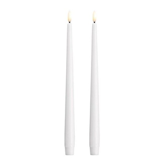 Moods & More   Kronelys LED 2,3x30 cm 2 stk silk hvit