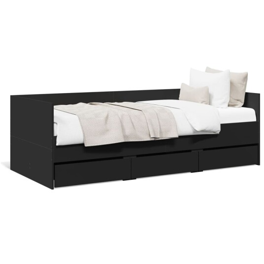  Dagseng med skuffer svart 75x190 cm konstruert tre 8721102624865