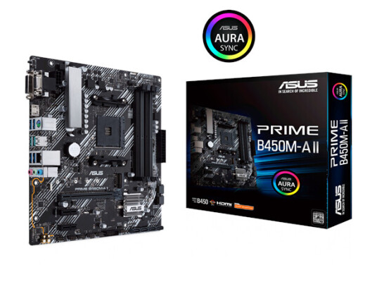 ASUS PRIME B450M-A II Micro-ATX Hovedkort med AM4 Socket og DDR4 RAM ASUS PRIME B450M-A II Micro-ATX Hovedkort med AM4 Socket og DDR4 RAM