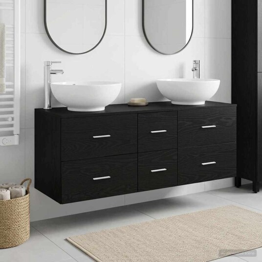 vidaXL Baderomsinnredningssett 3 stk. Svart 49,5 x 44,5 x 65 cm vidaXL Baderomsinnredningssett 3 stk. Svart 49,5 x 44,5 x 65 cm