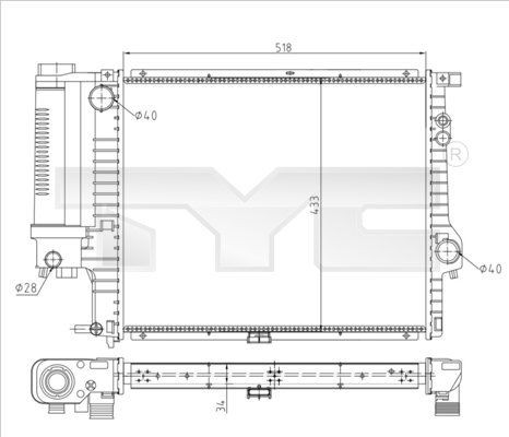 Radiator TYC 703 0010 R Radiator TYC 703 0010 R