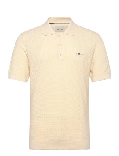 GANT Micro Textured Cotton Ss Polo Cream L GANT Micro Textured Cotton Ss Polo Cream L