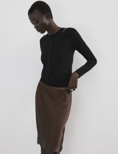 Mango Combined Knitted Sweater Black XL Mango Combined Knitted Sweater Black XL