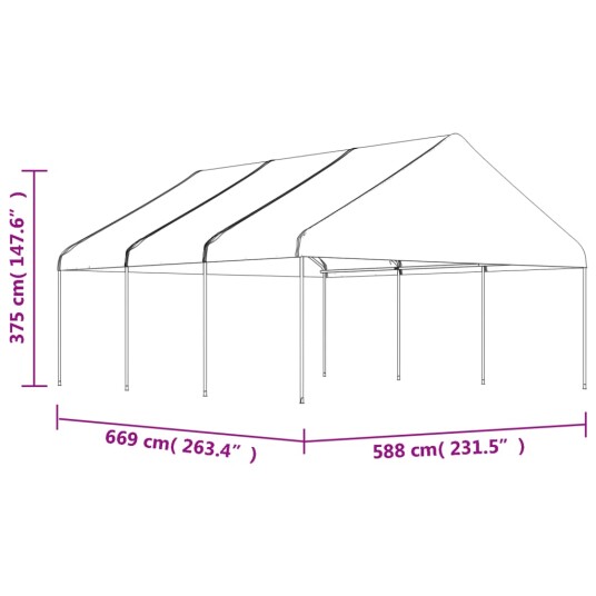 vidaXL Paviljong med tak hvit 6,69x5,88x3,75 m polyetylen vidaXL Paviljong med tak hvit 6,69x5,88x3,75 m polyetylen