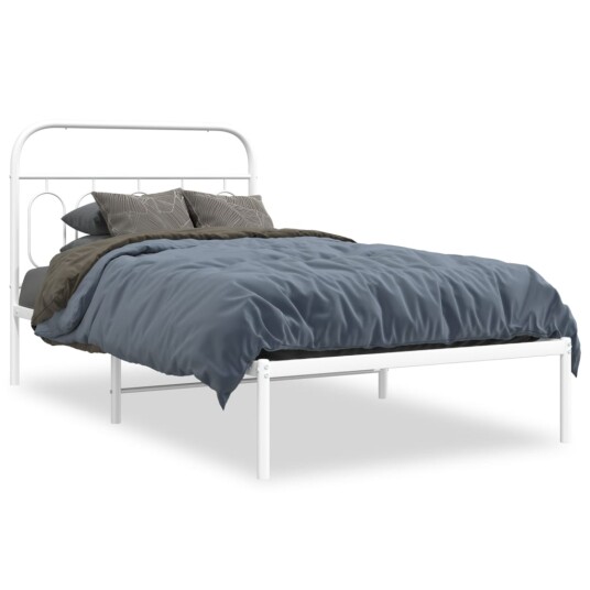  Sengeramme i metall med hodegavl hvit 100x190 cm 8721102646300