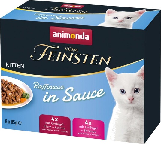 Animonda Vom Feinsten Våtfôr Adult Von Feinsten Raffinement I Sauce Kitten Blandingspakke 8 X 85 G