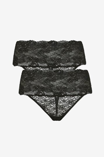 Zizzi   Stringtruser lAzalea Lace Thong 2 pakning   Svart