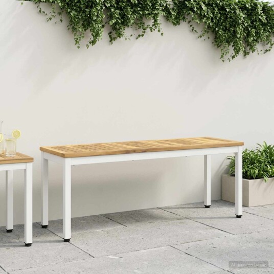 vidaXL Hagebenk 108,5 x 35 x 45 cm Solid akasietre Hvit Rektangulær