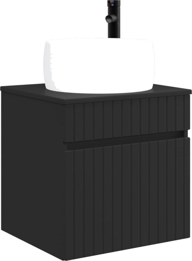 Vegghengt servantkommode Svart 49 x 44,5 x 66 cm Konstruert tre Vegghengt servantkommode Svart 49 x 44,5 x 66 cm Konstruert tre