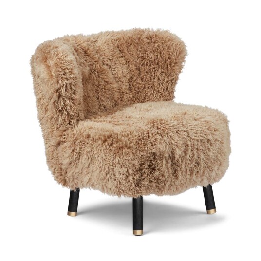 Natures Collection Emil Lounge Chair Langhåret Honning Svart bøk m. messing