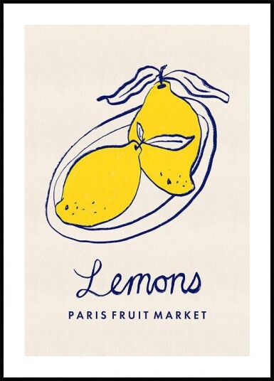 Food Art Lemons Paris Fruit Market Poster Plakat / 40x50cm