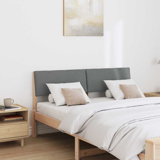 Polstret sengegavl Mørkegrå 135 cm Massiv furu
