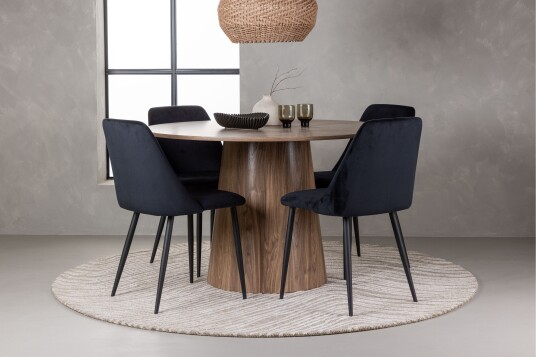 Lanzo Matgruppe 120 cm Rund med 4 Night Stoler Natur