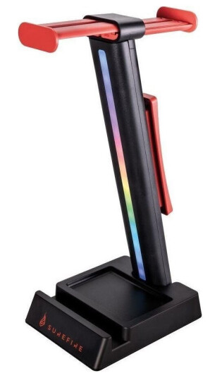 Surefire Gaming Vinson N1 - Stativ / Brakett For Headset - Rgb - Svart / Rød (Plass Til 2 Headset)