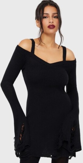 Killstar Goth Kort kjole Night Widow Mini Dress M til XL Damer svart