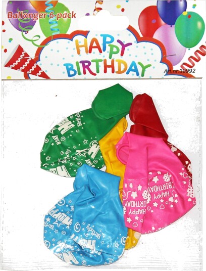 Inter Agenturer Ab Ballonger Happy Birthday 6-pakning 39992 Inter Agenturer Ab Ballonger Happy Birthday 6-pakning 39992