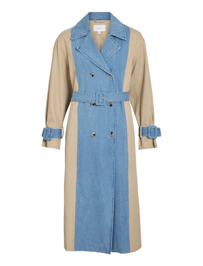 Vila Vibera L/S Contrast Denim Trenchcoat Blue 36
