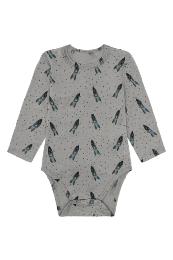 Hust & Claire Bocel Rocket ull/tencel body til barn - forest fog Hust & Claire Bocel Rocket ull/tencel body til barn - forest fog