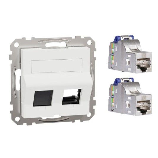 Schneider Electric Exxact Senterplate for datauttak - hvit, Diverse byggematerialer