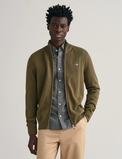 GANT Zip Cardigan   Green   L