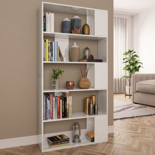 vidaXL Bokhylle/Romdeler h?yglans hvit 80x24x159 cm vidaXL Bokhylle/Romdeler h?yglans hvit 80x24x159 cm