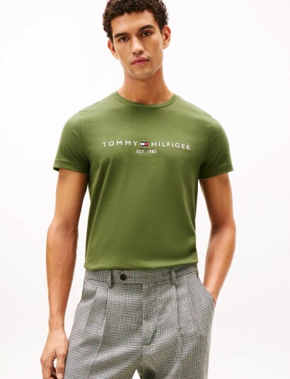 Tommy Hilfiger Tommy Logo Tee Khaki green XS Tommy Hilfiger Tommy Logo Tee Khaki green XS