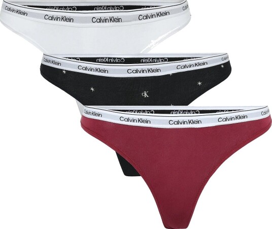 Calvin Klein Thong 3Pk   ESTABLISHED RED CLASSIC WHITE SEEIN   XS