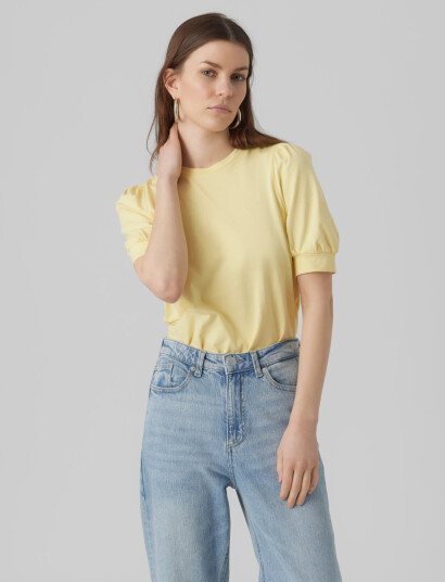 Vero Moda Awkerry 2/4 O Neck Top Noos Yellow M