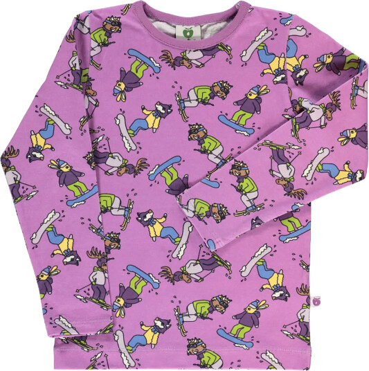 Småfolk Long Sleeved Top With Skiing Purple 110 116
