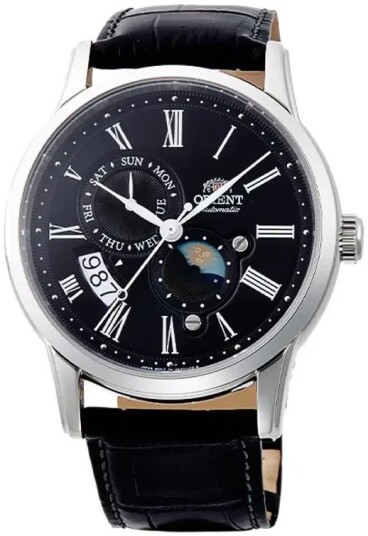Orient Herreklokke RA AK0010B Sun And Moon Sort/Lær Ø42.5 mm