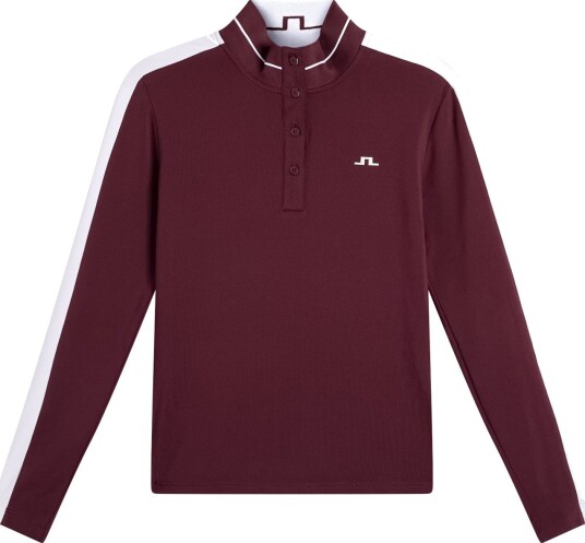 J.Lindeberg Hertta Long Sleeve Polo Golfgenser dame Winetasting Large J.Lindeberg Hertta Long Sleeve Polo Golfgenser dame Winetasting Large