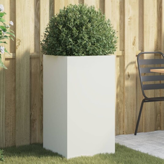 Plantekasse hvit 42x38x75 cm kaldvalset stål