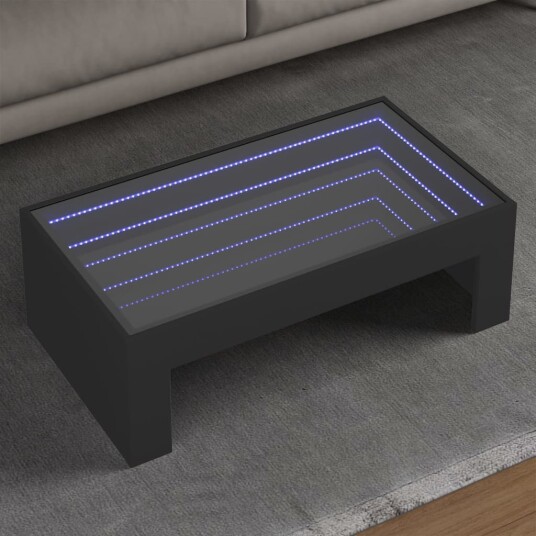 Salongbord med Infinity LED svart 90x50x30 cm