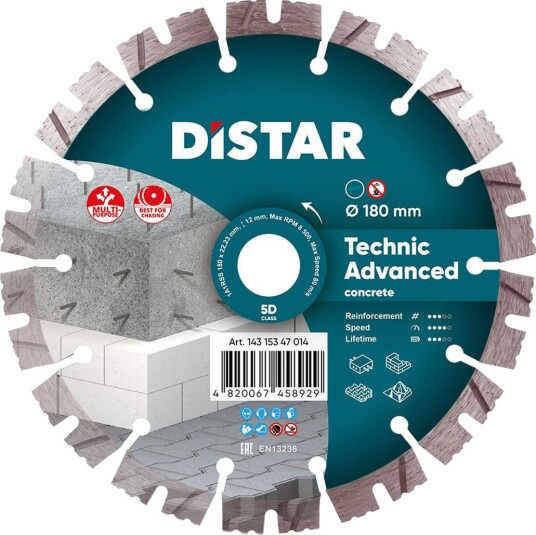 Distar Technic Advanced Diamantskive 180 mm med 22,23 mm hull for elektroverktøy