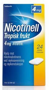 Nicotinell 4mg tyggegummi tropisk frukt 24 stk Nicotinell 4mg tyggegummi tropisk frukt 24 stk