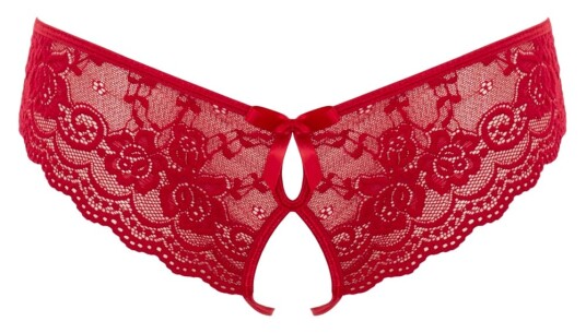 Crotchless Lace Slip - Red