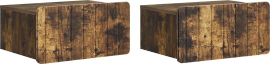  Vegghengt Nattbord med skuff 2 pcs Røkt Eik 49 x 34,5 x 24 cm