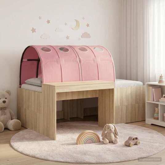  Senge ramme med tunnel 3 pcs Sonoma eik og rosa Konstruert tre