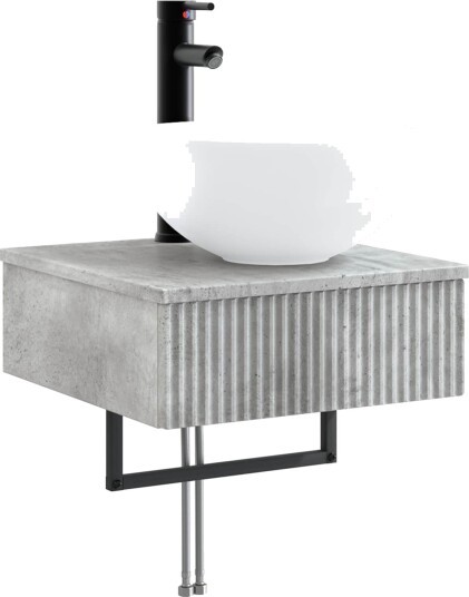  Vegghengt vask Betonggrå 40 x 41 x 40,5 cm Konstruert tre