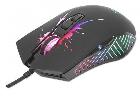 MANHATTAN MH RGB LED Wired Optical USB Gaming Mouse, Black