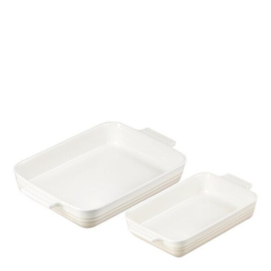 Le Creuset Ildfast formsett stentøy 25+32 cm meringue