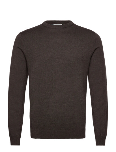 Lindbergh Black 100 % Merino Crew Neck Knit - Brown - M